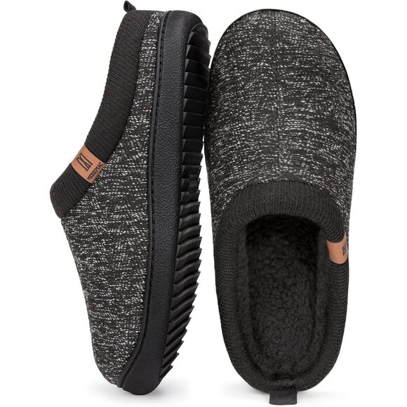 Men's Black Slip-on Slippers Comfy Memory Foam Closed-Toe Indoor House Shoes - Picture 3 of 11